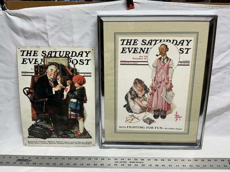 Saturday Evening Post tin sign and print