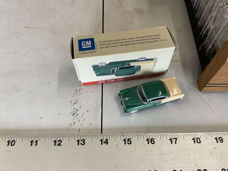 1955 Chevy Bel Air toy car and cassette tapes