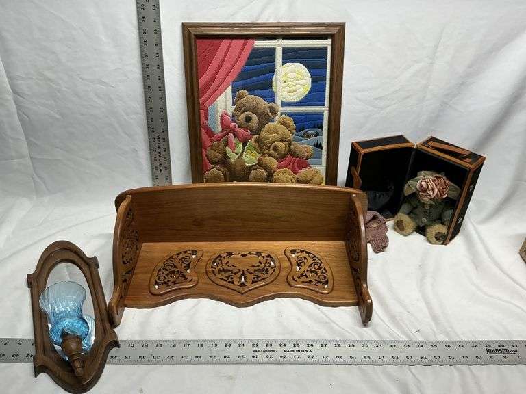 Boys Bear, shelf, wall sconce, bear picture