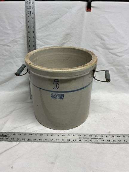 5 gallon blue band stoneware crock