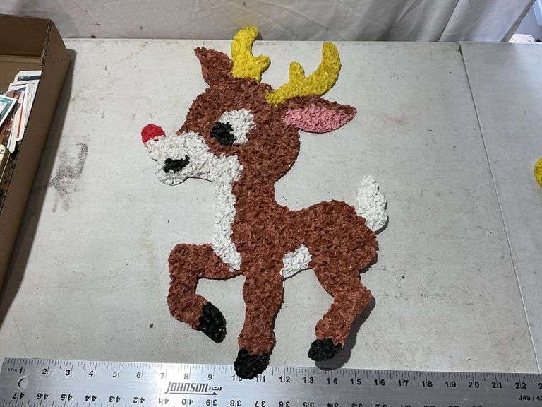 Vintage melted plastic popcorn Rudolph