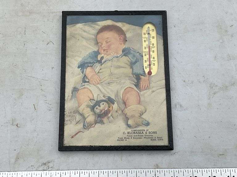 Klobassa Elma, Iowa advertising thermometer, 1939