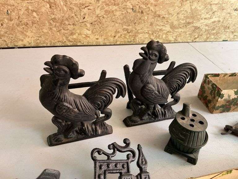 Cast iron pieces and razors, etc.