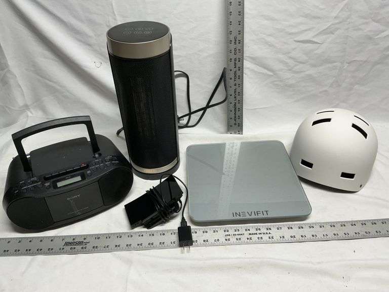 Bathroom scale, small heater, boombox, etc.