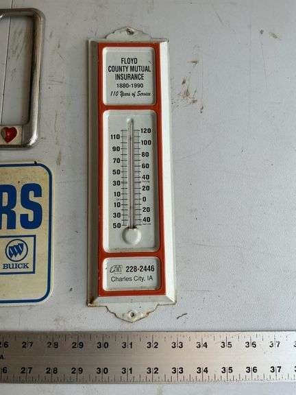 Advertising thermometer and license plates