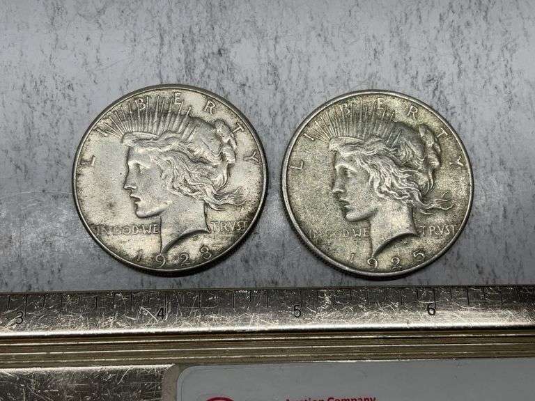 1923 S, 1925 Peace silver dollars