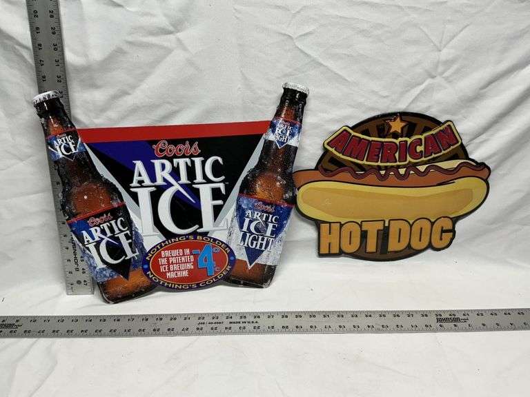 American hot dog and Coors Arctic ice signs