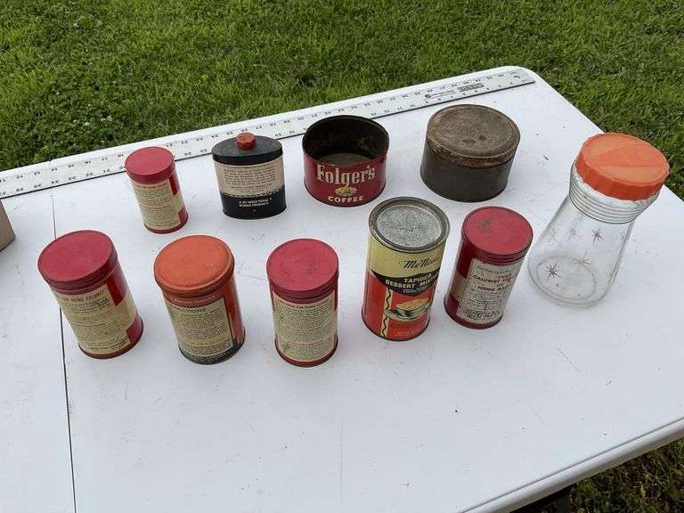Vintage tins and jar