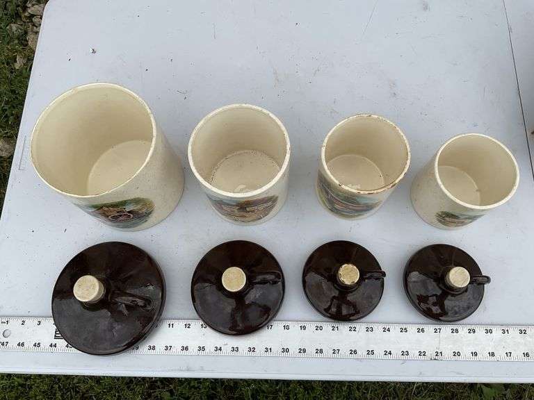 Vintage canister set, some chips