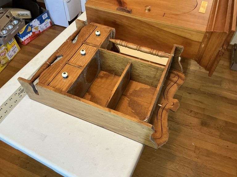 Wooden cabinet and shelf