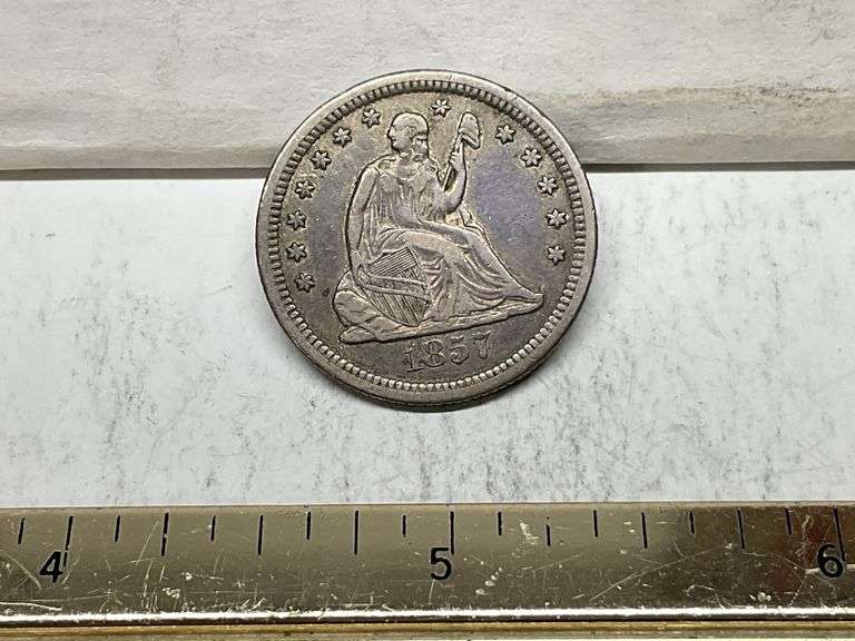 1857 S seated liberty quarter