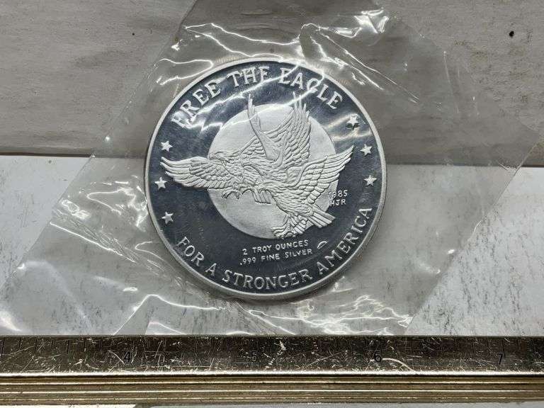 1985 Free the Eagle 2 Troy ounce .999 fine silver