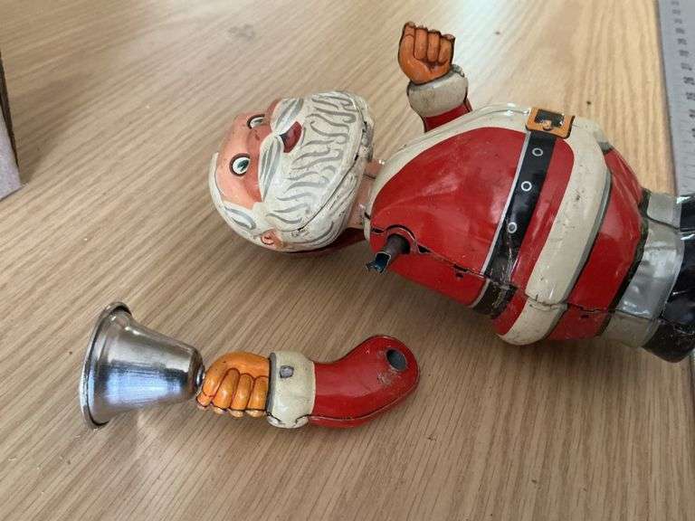 Vintage metal wind up Santa
