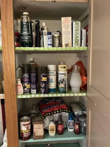 Cleaners/mops and other contents of cabinet