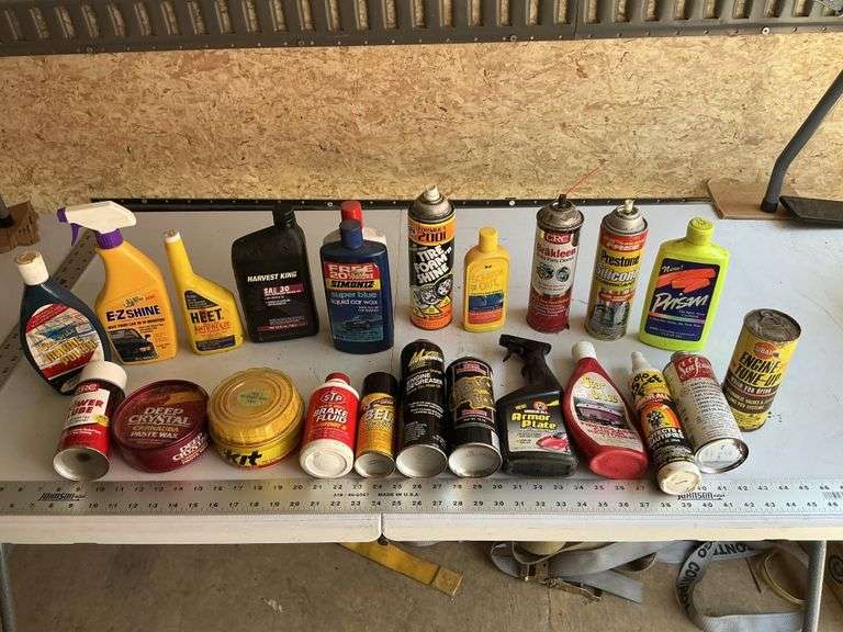 Car detailing items and belt dressing/engine