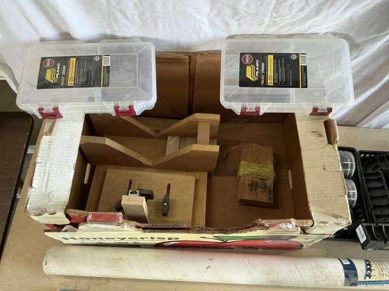 Assorted woodworking parts and organizers etc.