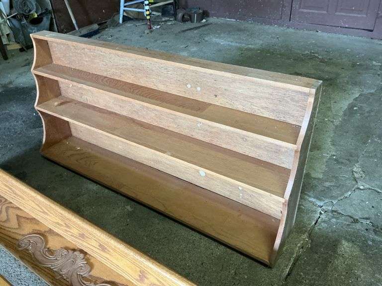 Oak blanket rack and wooden shelf