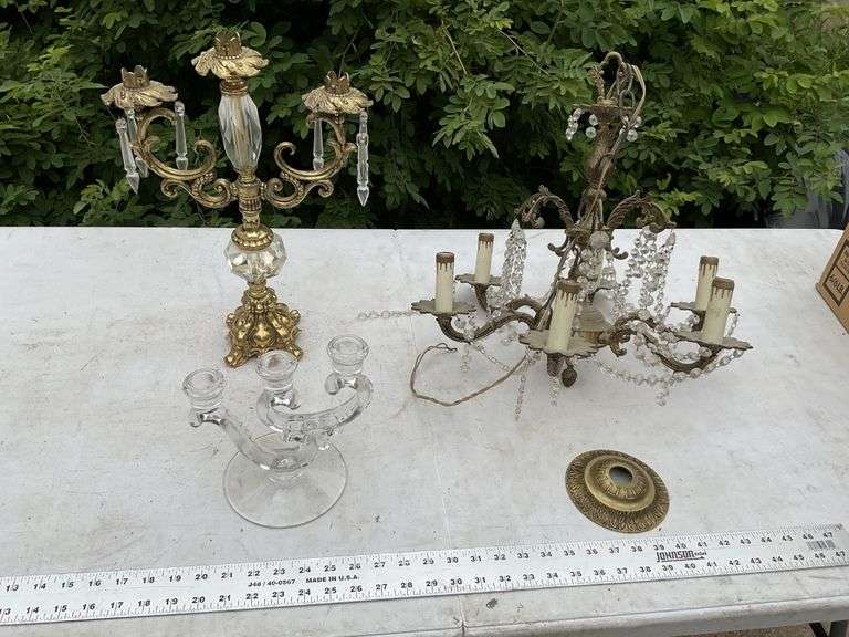 Vintage chandelier and candleholders