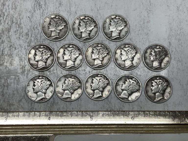 13- mercury dimes from the 40s