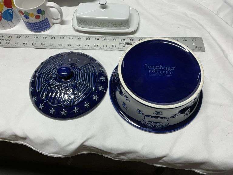 Longaberger patriotic navy bowl, etc