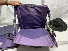 Stadium seats, tripod, hat & laptop desk