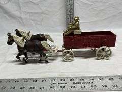 Cast iron horses and wagon