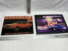 Chevelle tin sign & lighted sign-missing adapter