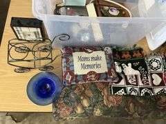 Tote with decor and paper cutter etc.