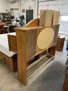 Queen size oak bed set and mattress