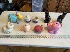 Piggy banks/cat figurines etc