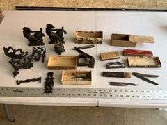 Cast iron pieces and razors, etc.