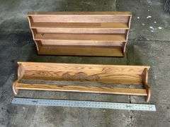 Oak blanket rack and wooden shelf
