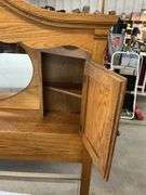 Queen size oak bed set and mattress