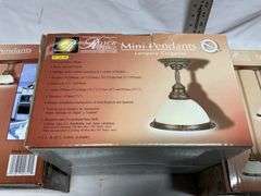 Three boxes of mini pendant light fixtures