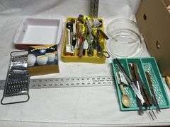 Kitchen utensils, Pyrex, etc