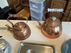 Tea pots and trays, etc.