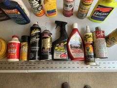 Car detailing items and belt dressing/engine
