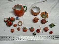 Vintage porcelain pumpkin and tomato dishes etc.
