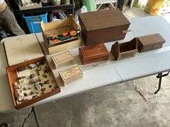 Wooden boxes/rock collection