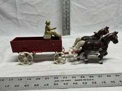 Cast iron horses and wagon