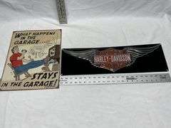 Harley Davidson and garage sign