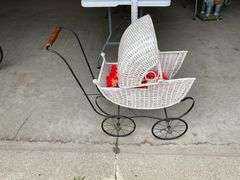 Antique wicker doll buggy
