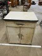 Enamel top metal cabinet