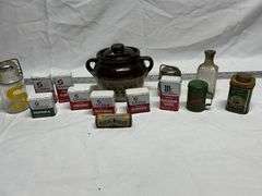 Bean pot and miscellaneous spice tins