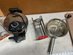 Waffle iron, french fry maker, food mill and