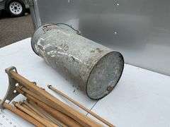 Portable drying rack and galvanized bucket