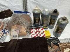 Leather, leather dye, tools, etc