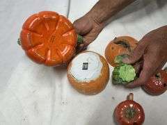 Vintage porcelain pumpkin and tomato dishes etc.