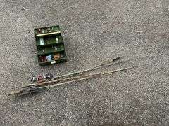 Fishing rods and tacklebox with tackle