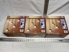 Three boxes of mini pendant light fixtures